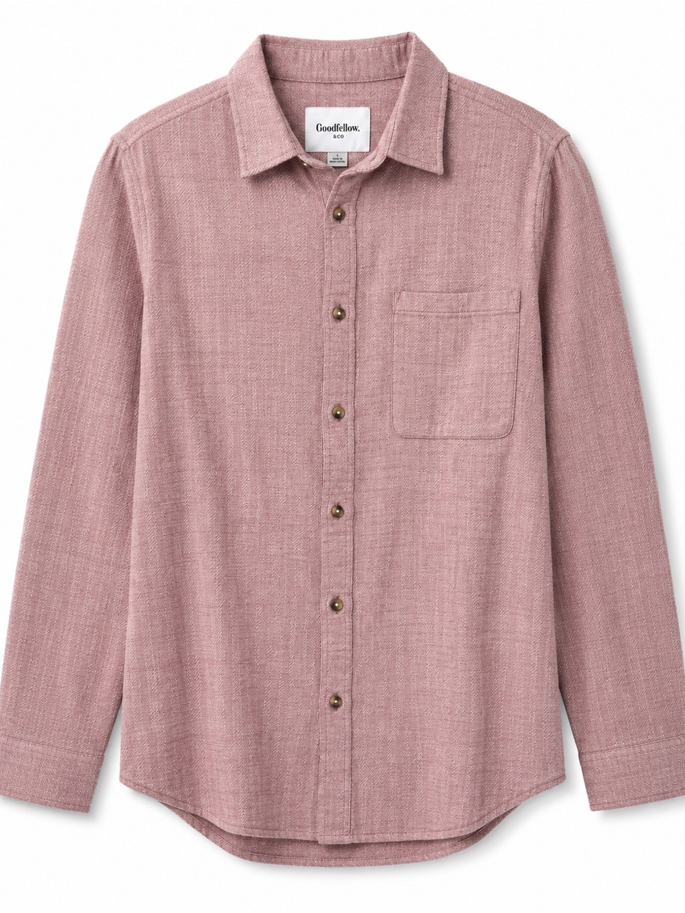 Goodfellow & Co Men’s Long-Sleeve Button-Up Shirt in Dusty Rose 100% cotton